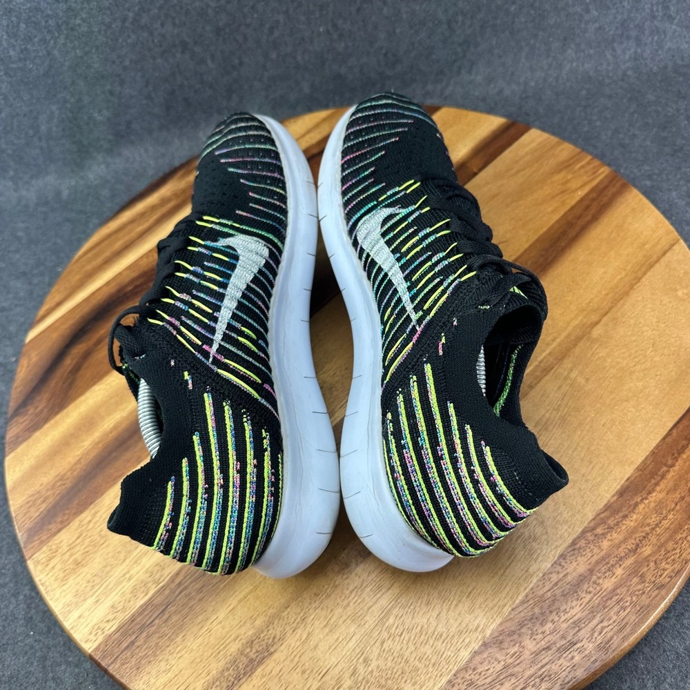 Nike Free RN Flyknit  Mens 8.5 Womens 10 Black Multicolor 831070-003 - Picture 9 of 12